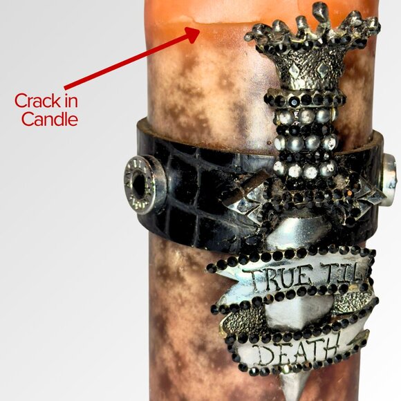 CHROME ANGELS Brown Candle with Leather and Swarovski Crystals on Chrome - Picture 10 of 16